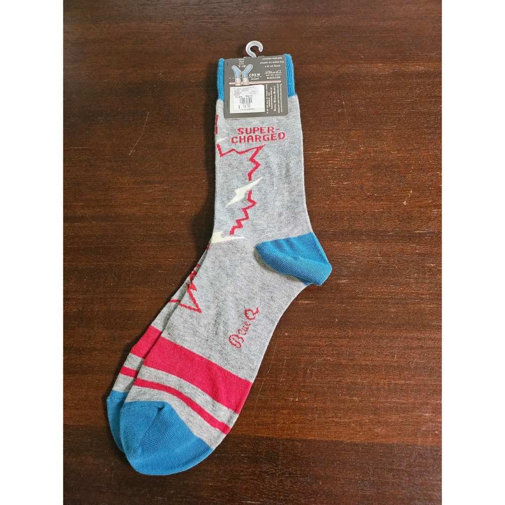 Blue Q Crew Socks Kids 7-12 Gray Video Game Super-Charged Novelty Gamer